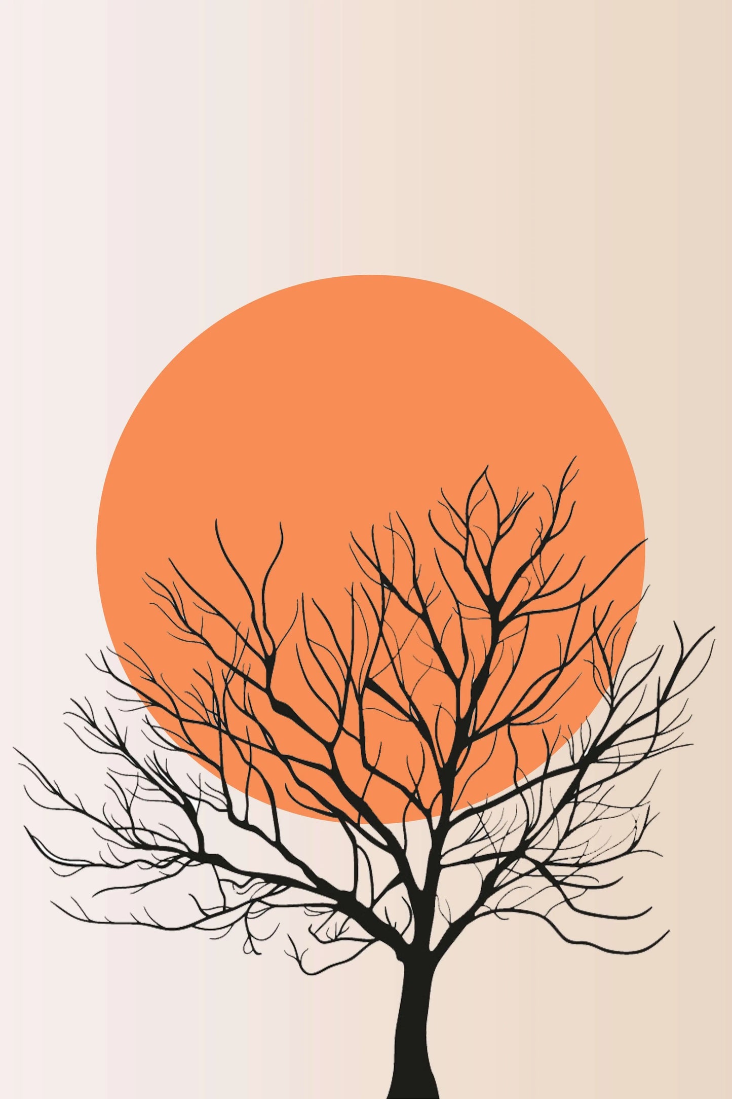 Sun Leaves Line Geometry Abstract (6panel) Wall Art