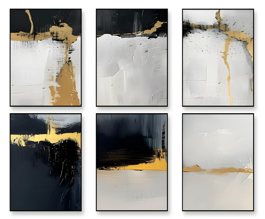 Premium Abstract golden texture (6Panel) Wall Art