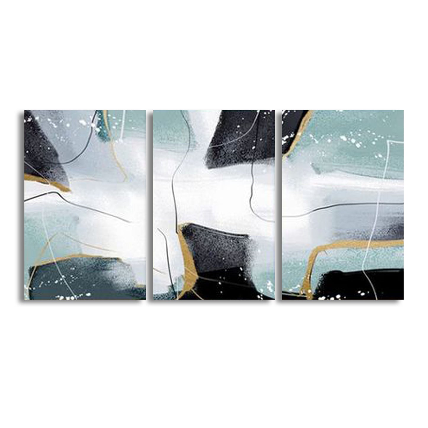 Black Gold Luxury Abstract (3panel) | Wall Art