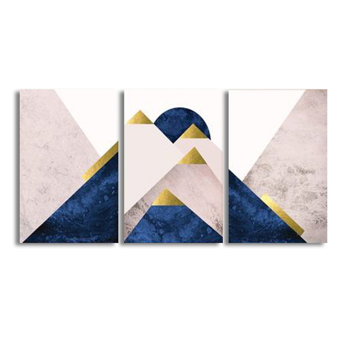 Geometric Prints Marble Gold Navy Blue (3panel) | Wall Art