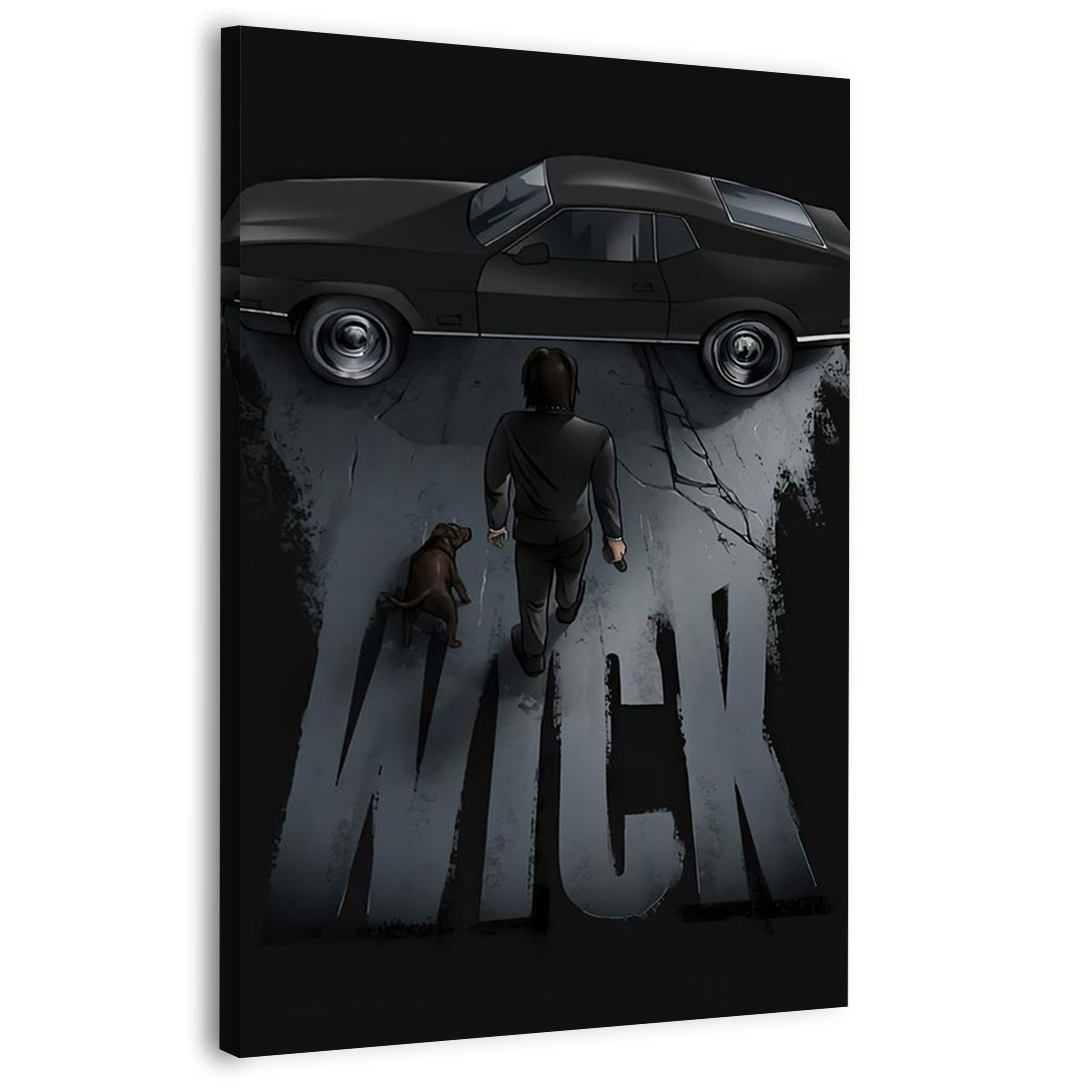John Wick with Dog and Car Greeting Card Wall Art