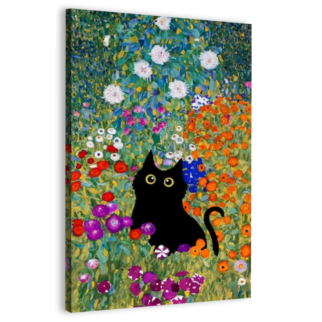 Gustav Klimt Garden Cat Print Canvas Frames Wall Art