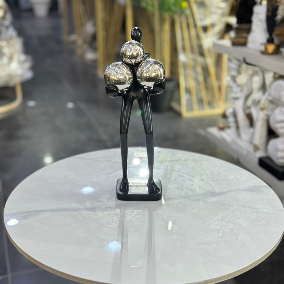 Black & Silver Family Sculpture – Modern Table Decor