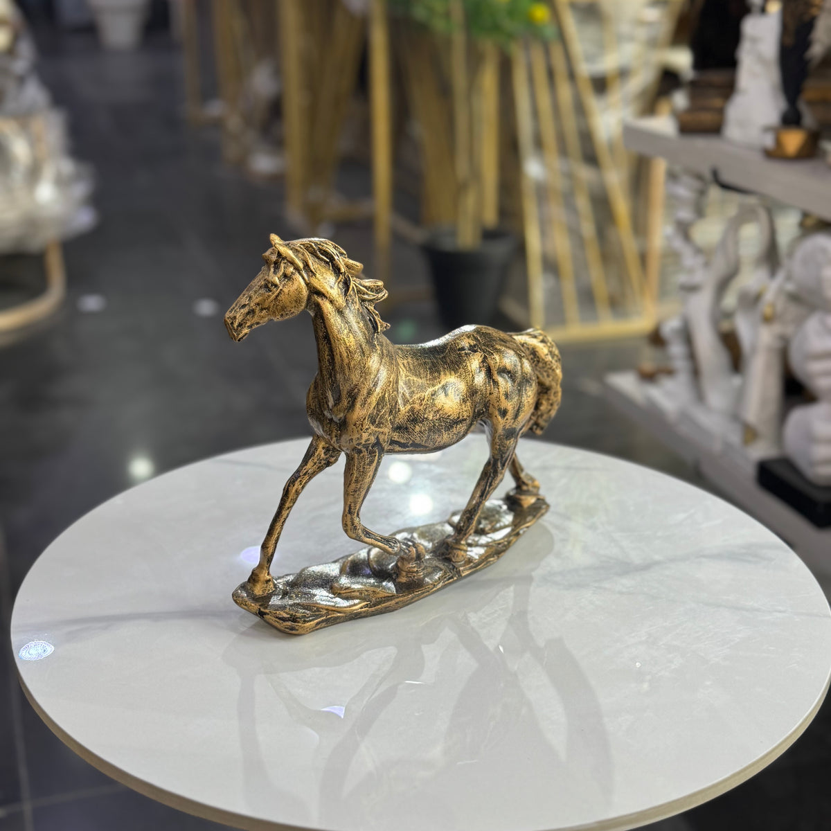 Golden Running Horse Sculpture – Luxury Table Decor
