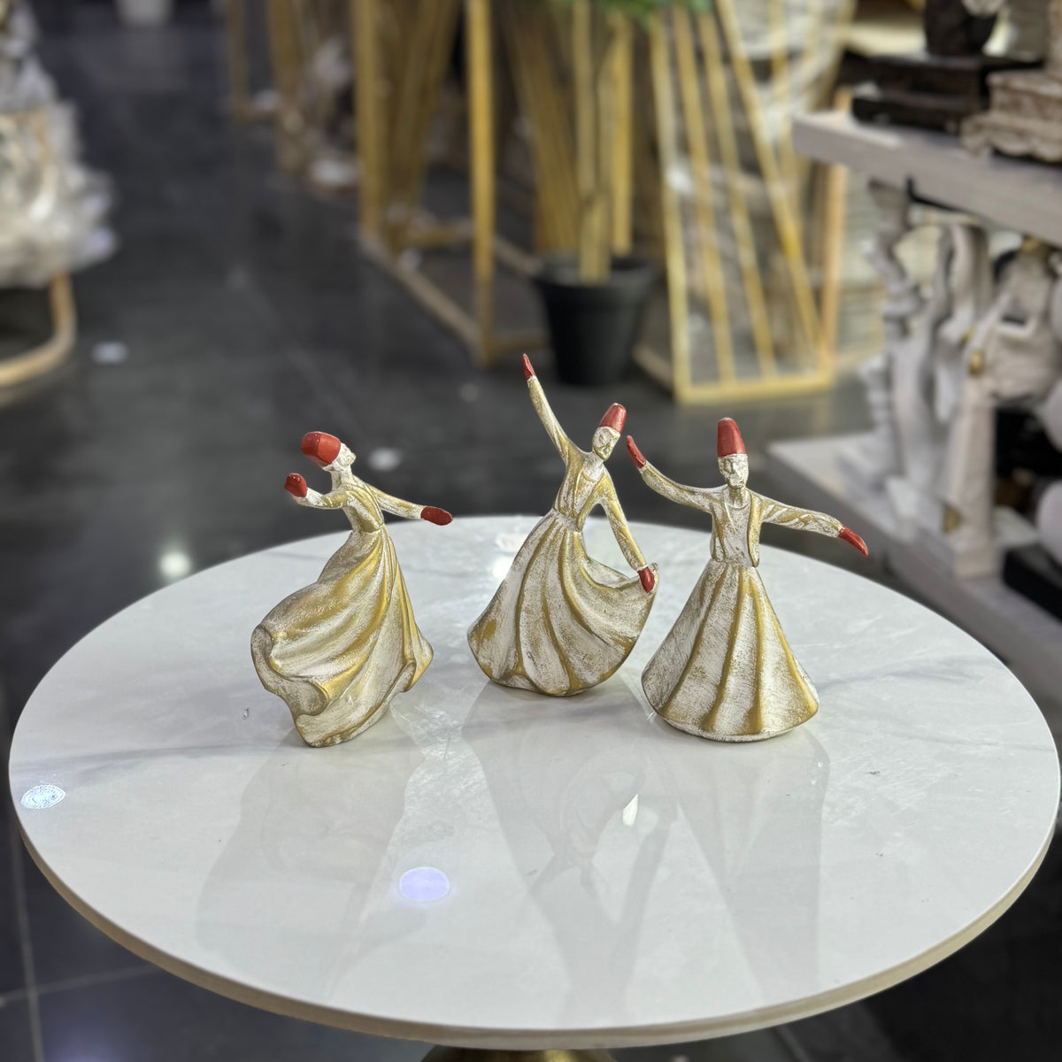 Whirling Sufi Dervish Sculpture – Spiritual Table Decor (Set or 3)