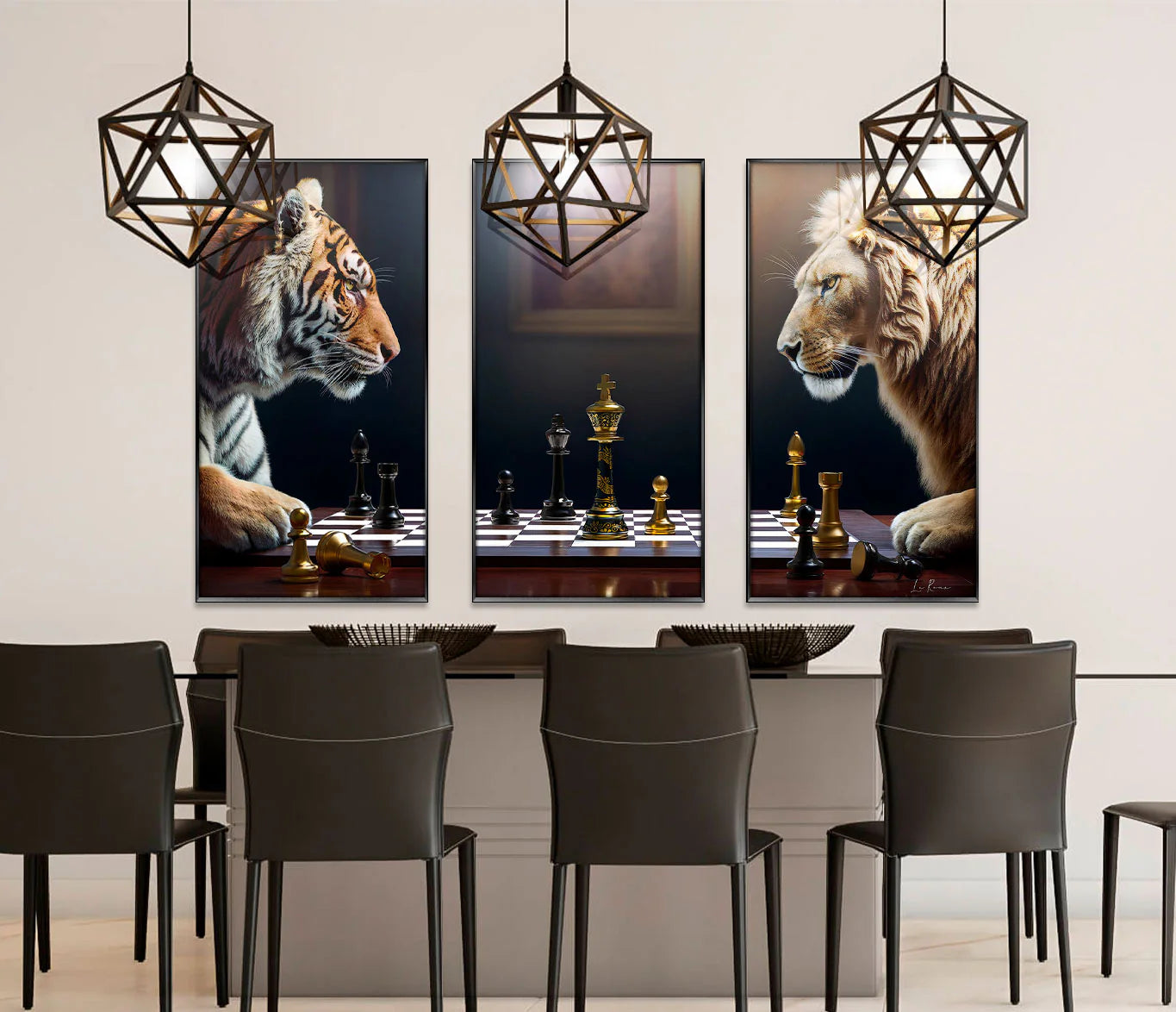 Game of Beast Lion vs Tiger Chess Wall Art