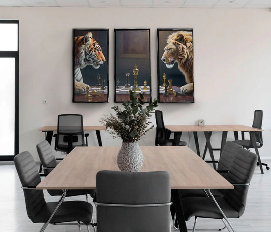 Game of Beast Lion vs Tiger Chess Wall Art