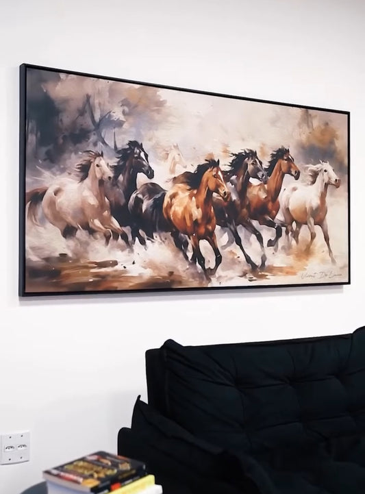 Brown Horse Family Running Wall Art