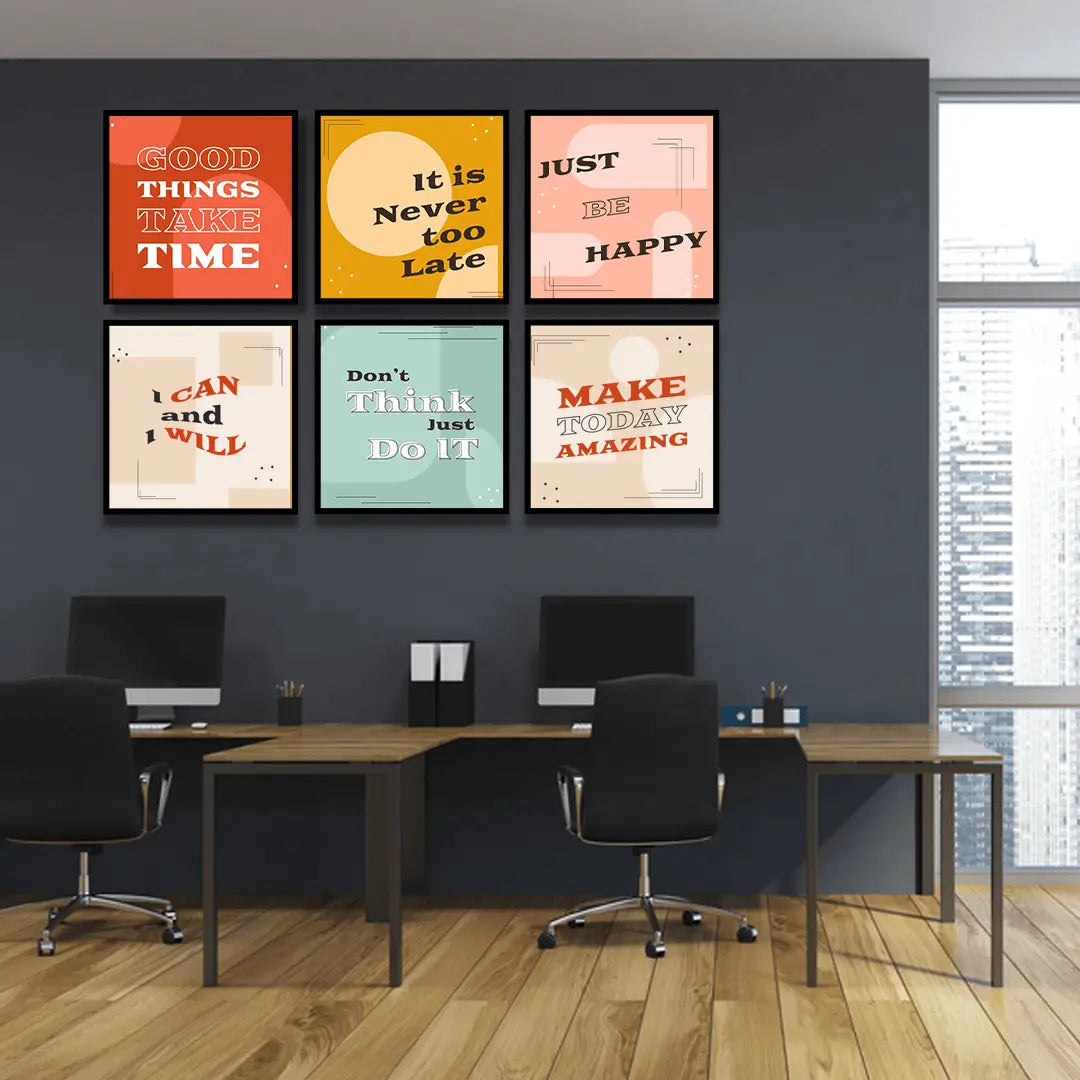 Office Inspirational Quotes (6 Panel) Wall Art – Decor Your Walls