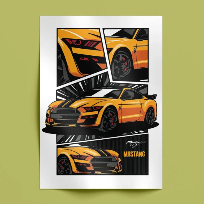 Ford Mustang Illustration Wall Poster