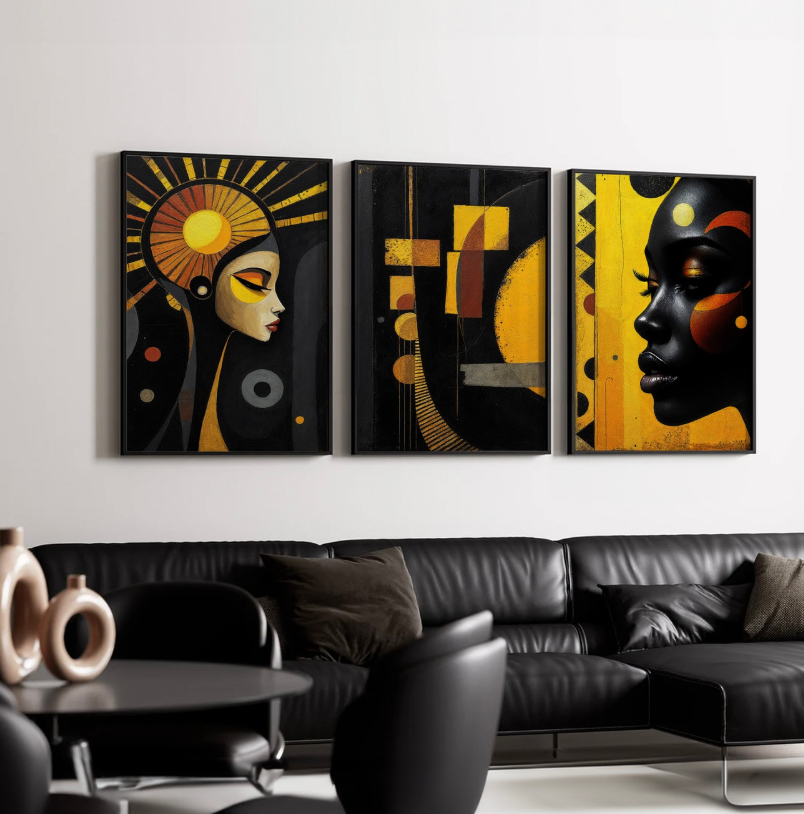 Bold Afro Portrait – 3 PANEL SET