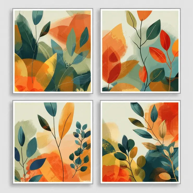 Autumn Leaves Triptych Design (4Panel) Wall Art