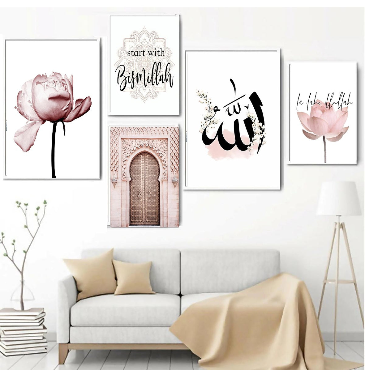 Pcs Islamic Frame set, Calligraphy Style Room Decor