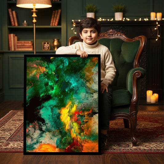 Green orange Mist Abstract | Wall Art