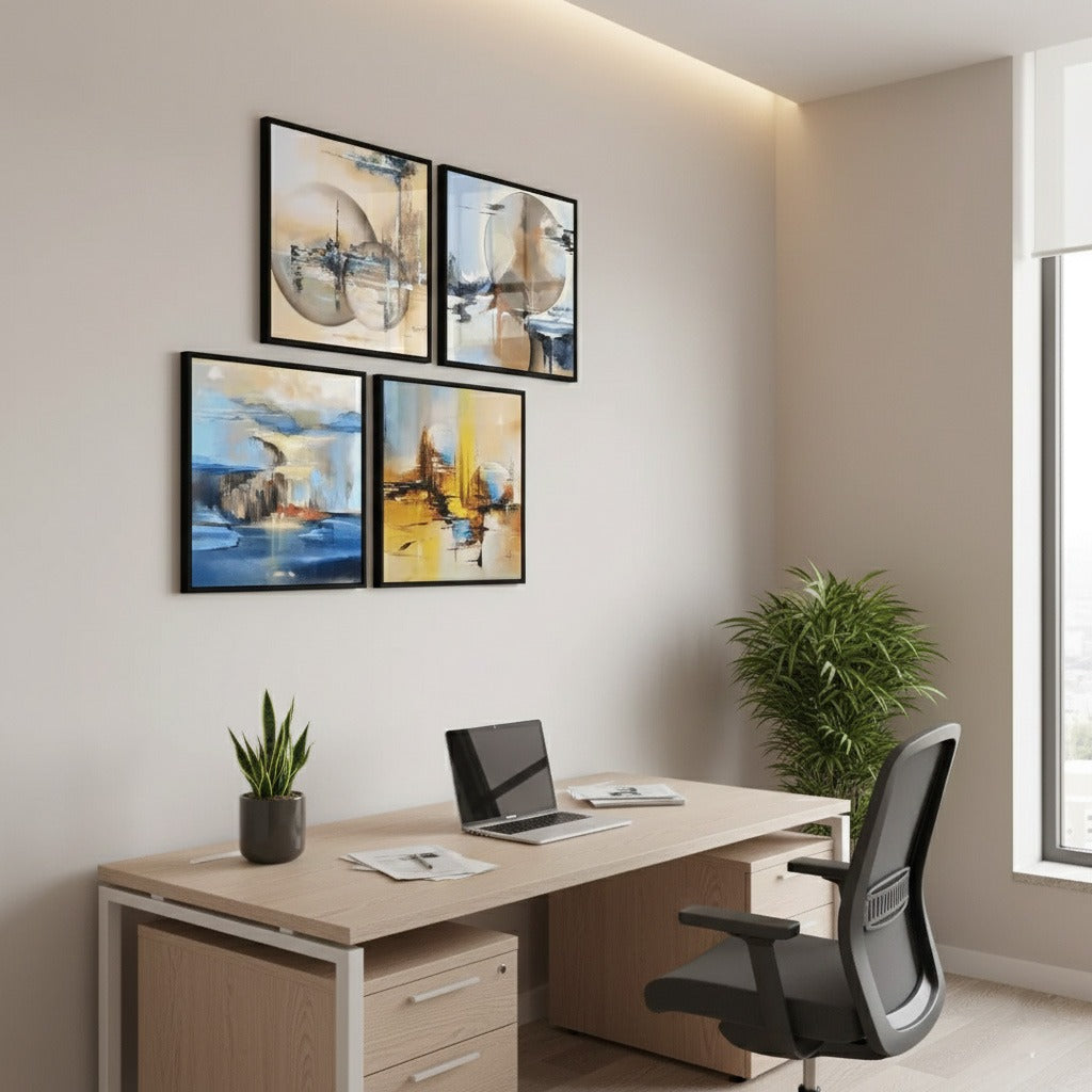 Generic Hand Painted Abstract Colorful (4Panel) Wall Art