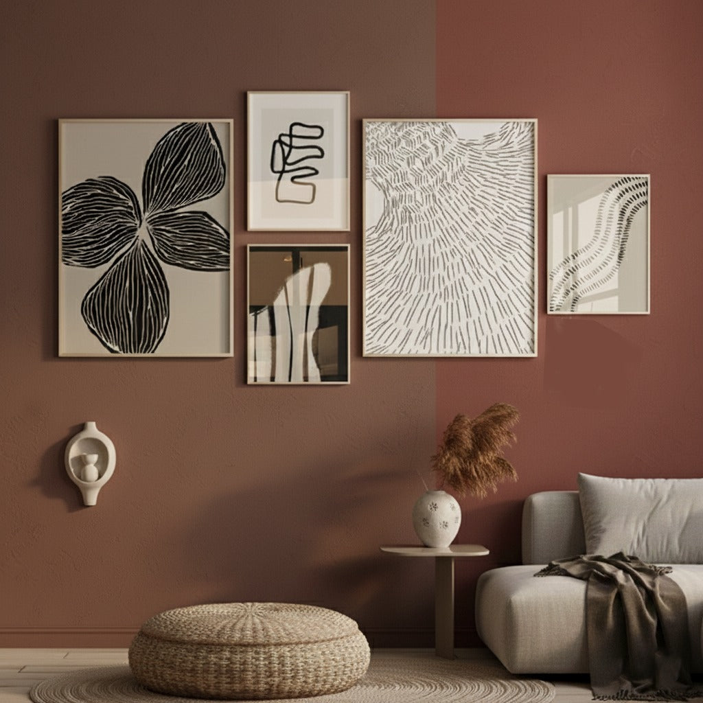 SET OF 5 (ABSTRACT BEIGE COLOR BACKGROUND)