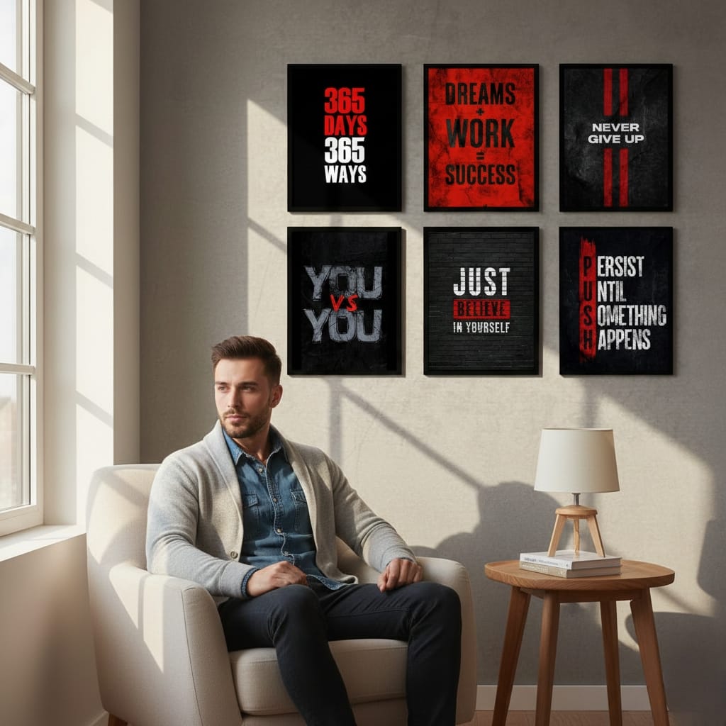 Inspiring Motivational Quotes- 6 Panel Art