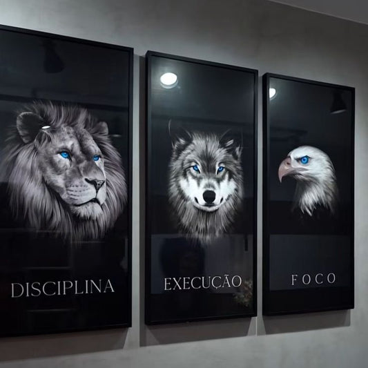Discipline. Execution. Focus. – Motivational Animal Wall Art Set