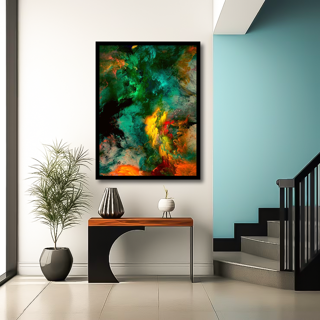 Green orange Mist Abstract | Wall Art