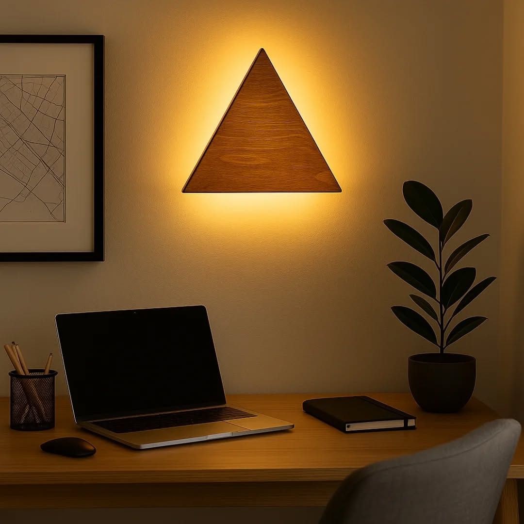 Modern Triangle Shape Wooden Wall Lamp