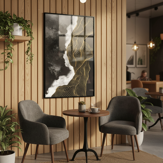 Modern Abstract Gold Geometric Line | Wall Art