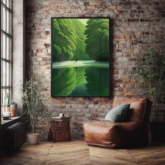 Forest Green Trees Reflection Canvas Wall Art Frame