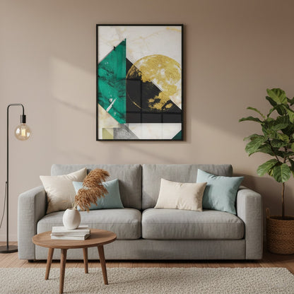 Green Black Gold Foil Abstract Art | Wall Art