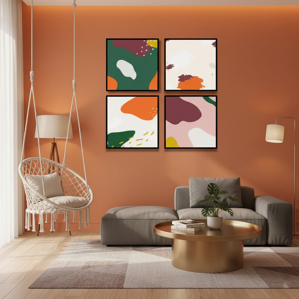 Abstract Colorful Memphis Design (4Panel) Wall Art