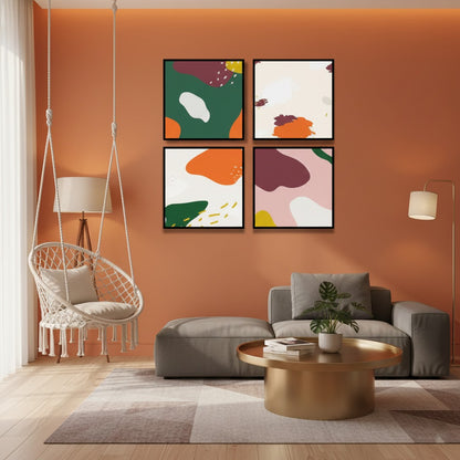 Abstract Colorful Memphis Design (4Panel) Wall Art