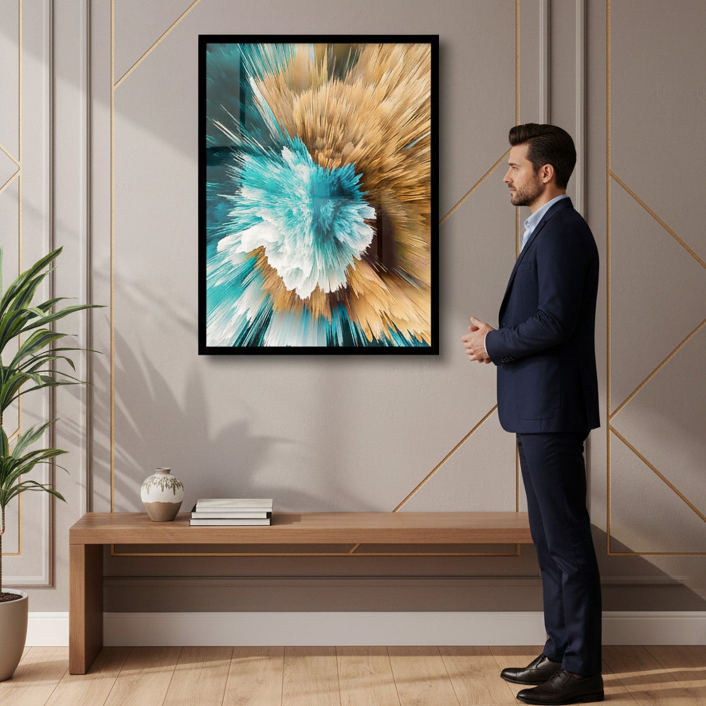 Golden Swirls Art Canvas Frames | Wall Art