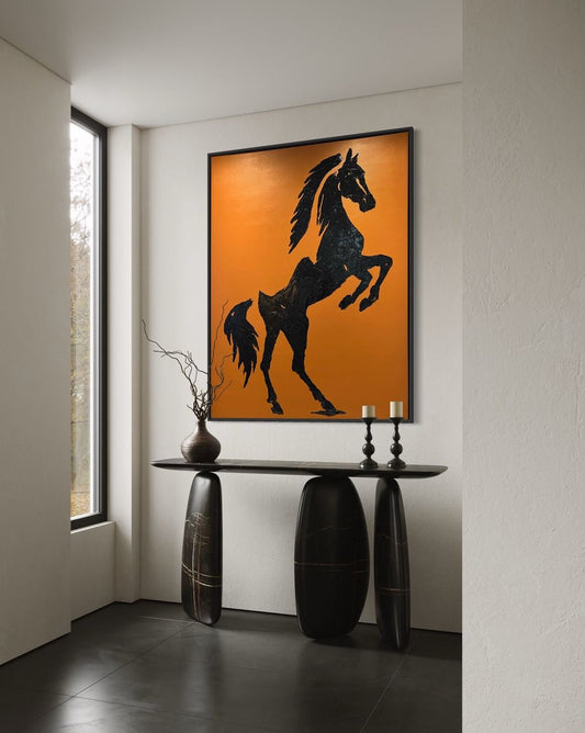 Black Rearing Horse Canvas Print – Modern Statement Wall Art