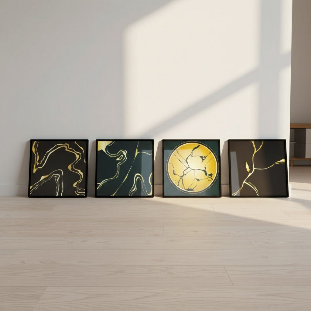 Realistic kintsugi (4Panel) Wall Art