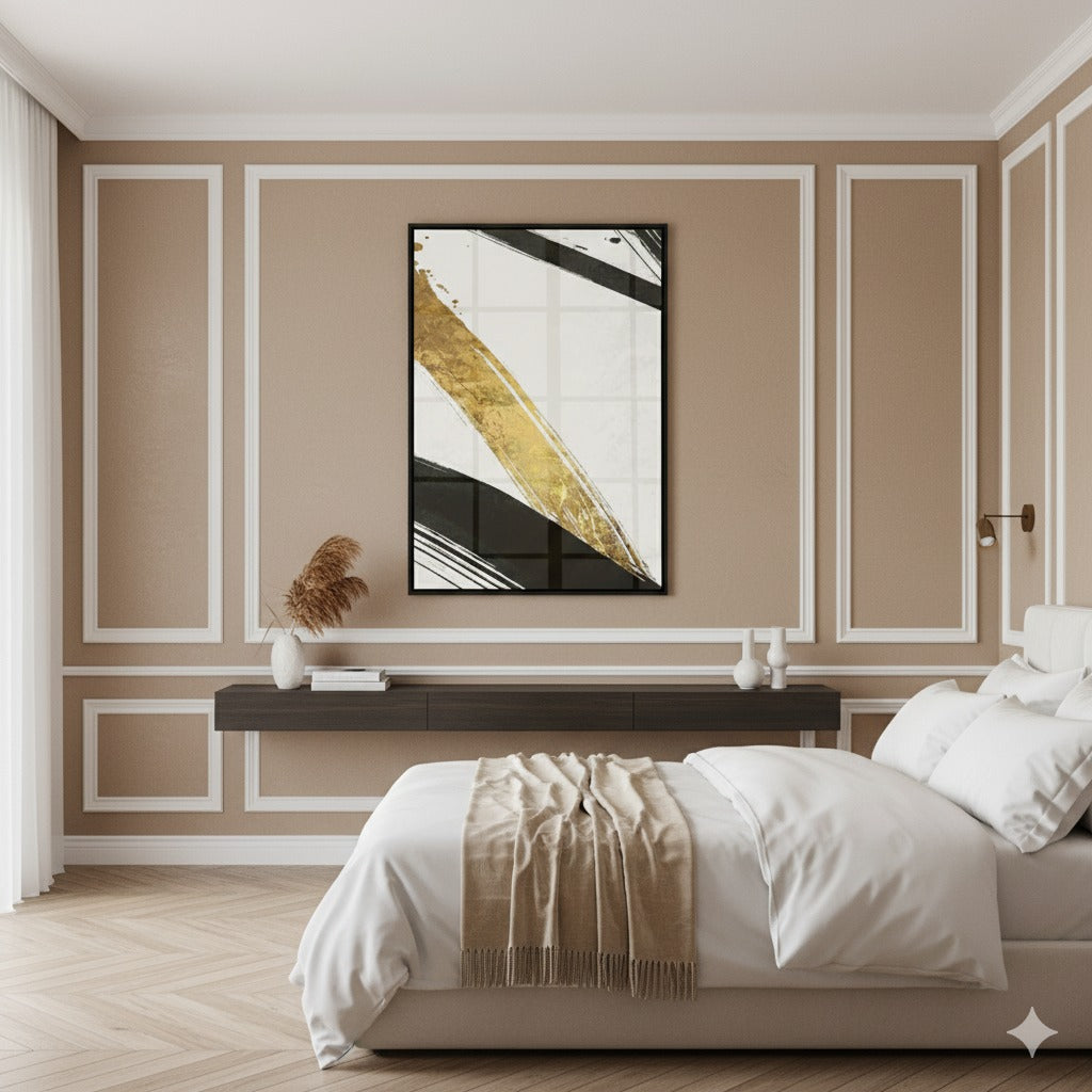 Black And Gold Harsh Slashing Abstract | Wall Art