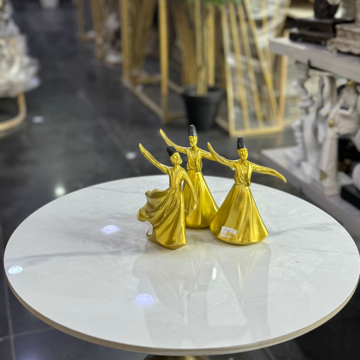 Golden Whirling Sufi Dervish Sculpture – Spiritual Table Decor (Set or 3)