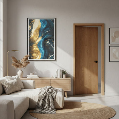 Rumlly Poster of Blue Gold Wave | Wall Art