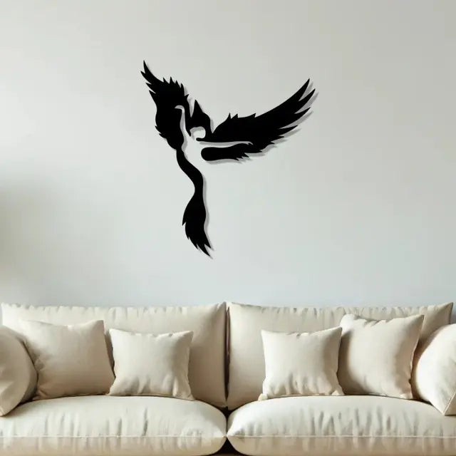 Woman & Phoenix Metal Wall Art