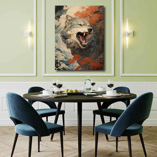 Premium White Wolf Canvas Frames Wall Art