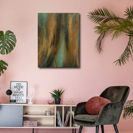 Elegant Abstract Brown Canvas Painting Wall Art