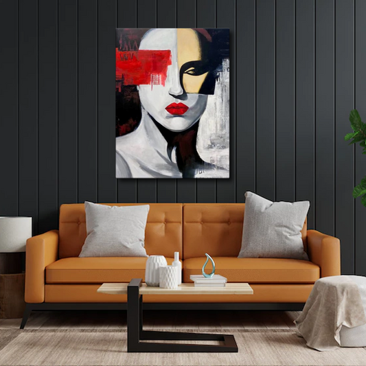 Grey And Black Women Canvas Frames Wall Art