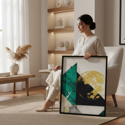 Green Black Gold Foil Abstract Art | Wall Art