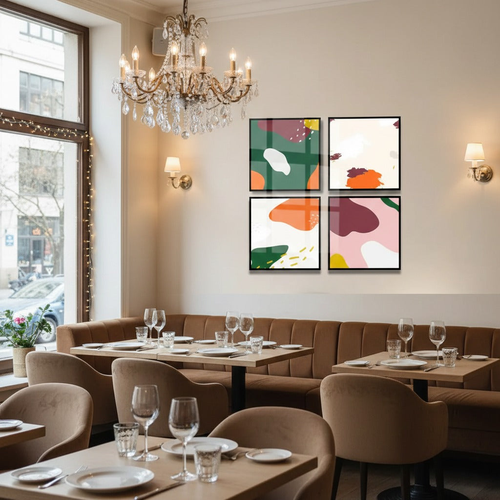 Abstract Colorful Memphis Design (4Panel) Wall Art