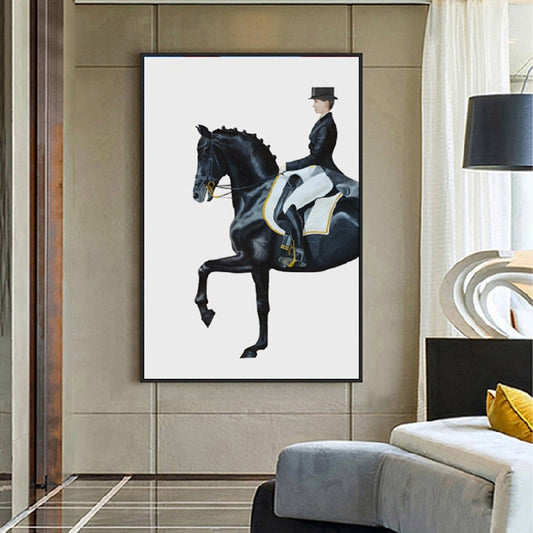Equestrian Wall Art Luxurious Dressage Paintings Horse And Rider Figure Art Fine Art  l Wall Art