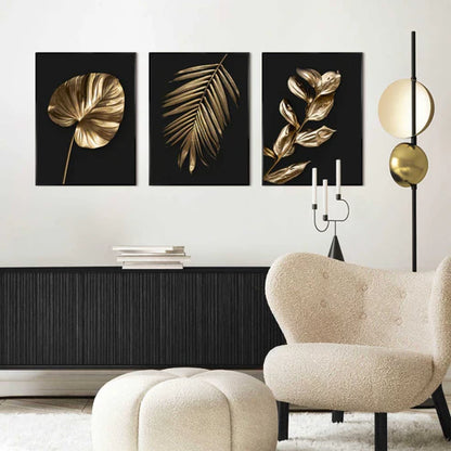 Framed in Black Golden Leafs in Black