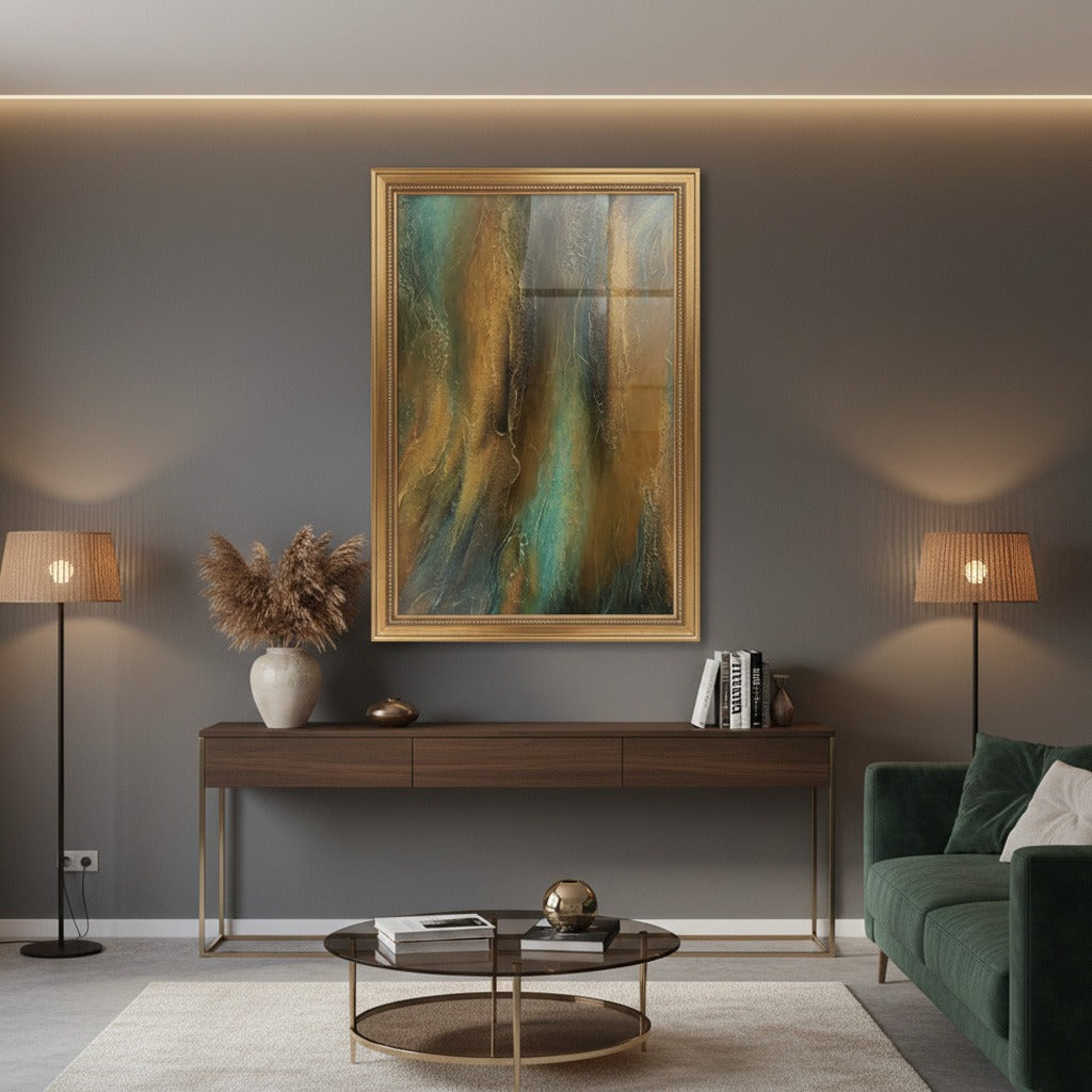 Elegant Abstract Brown Canvas Painting Wall Art