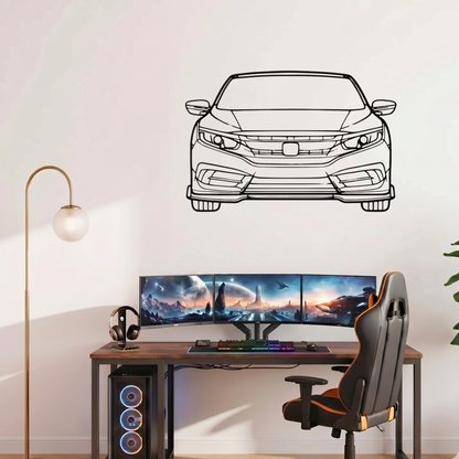 Honda Civic 2016 Front View Laser Cut Metal Wall Art