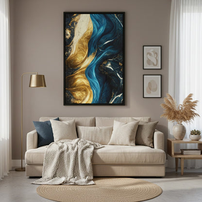 Rumlly Poster of Blue Gold Wave | Wall Art