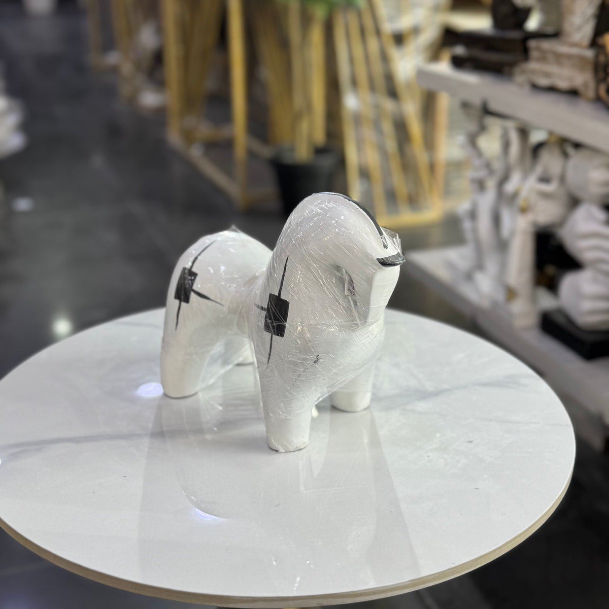 Modern White Horse Sculpture – Abstract Equestrian Table Decor