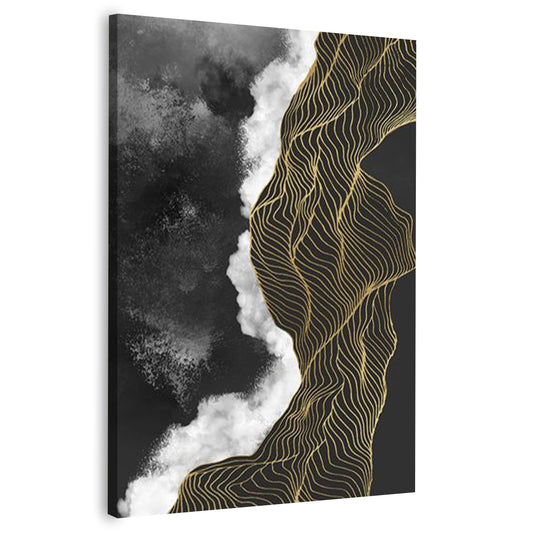Modern Abstract Gold Geometric Line | Wall Art