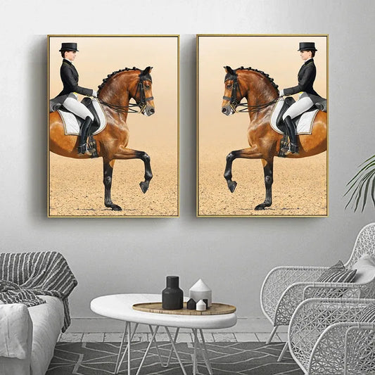 Equestrian Sport Brown Horse Canvas Painting Wall Art Horses l Wall Art