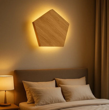 Geo Glow Wooden Wall Lamp – Pentagon Edition